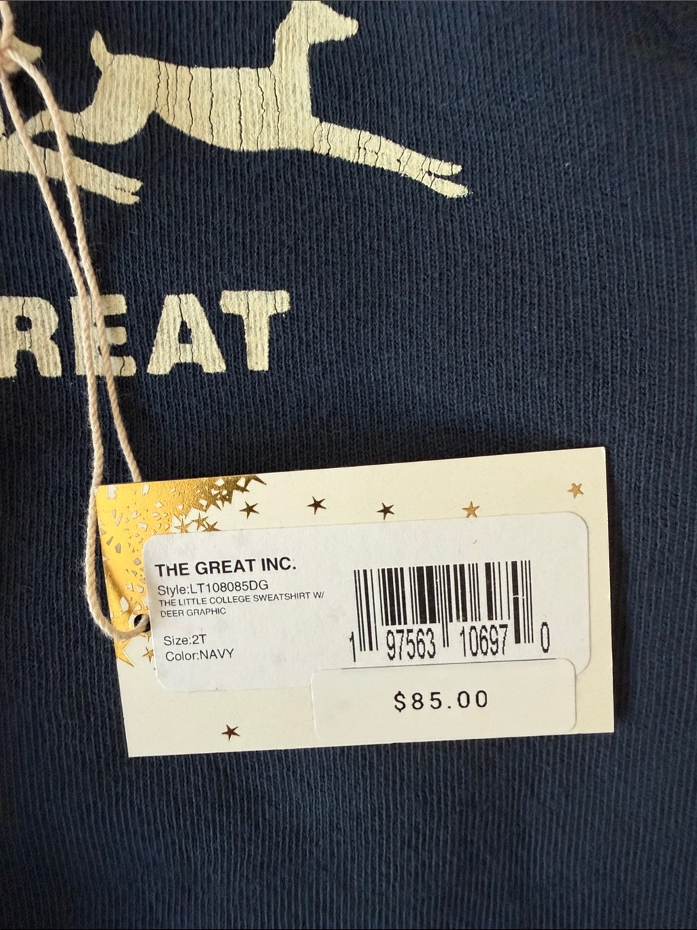 NEW The Great The Little College Sweatshirt with Deer Graphic Size 2T - Picture 6 of 6